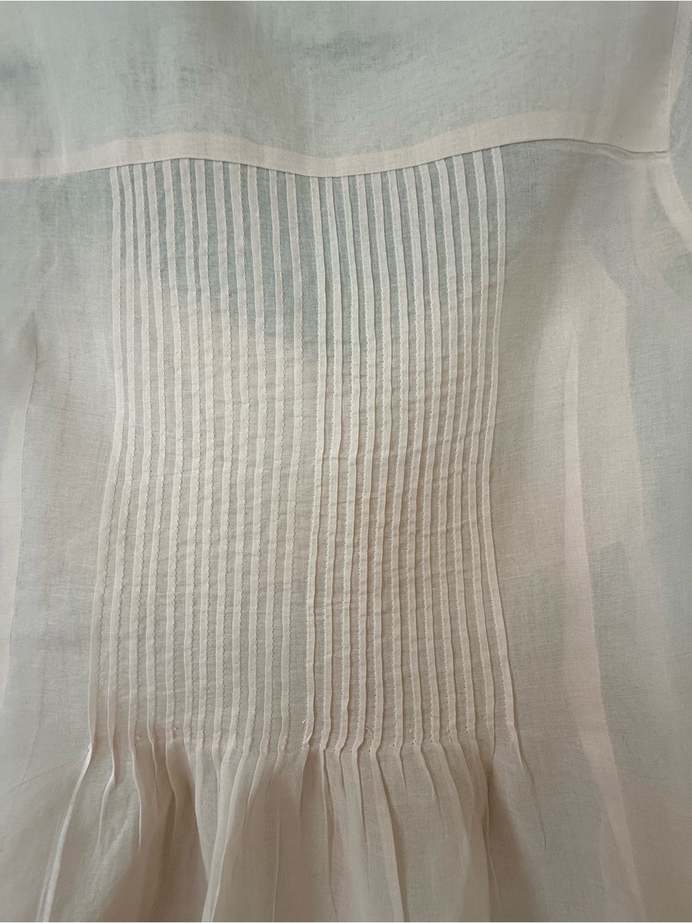 Odille Pale Peach Sheer Button-Front Cap Sleeve Blouse (Anthropologie) - Picture 4 of 6